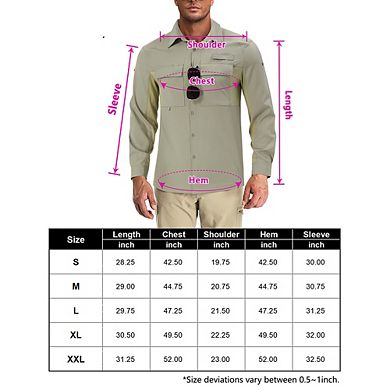 Men's Sun Protection Fishing Shirts Long Sleeve Travel Work Upf50+ Button Down Shirts With Pockets