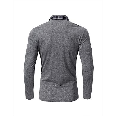 Polo Men's Polo Shirts Long Sleeve Golf Shirts Business Casual Button Collar Shirts