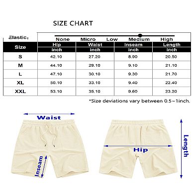 Men's Sweat Shorts With Pocket Casual Summer Waffle Shorts Drawstring Elastic Waist Running Shorts