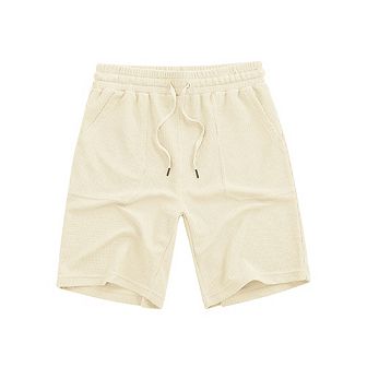 Men's Sweat Shorts With Pocket Casual Summer Waffle Shorts Drawstring Elastic Waist Running Shorts