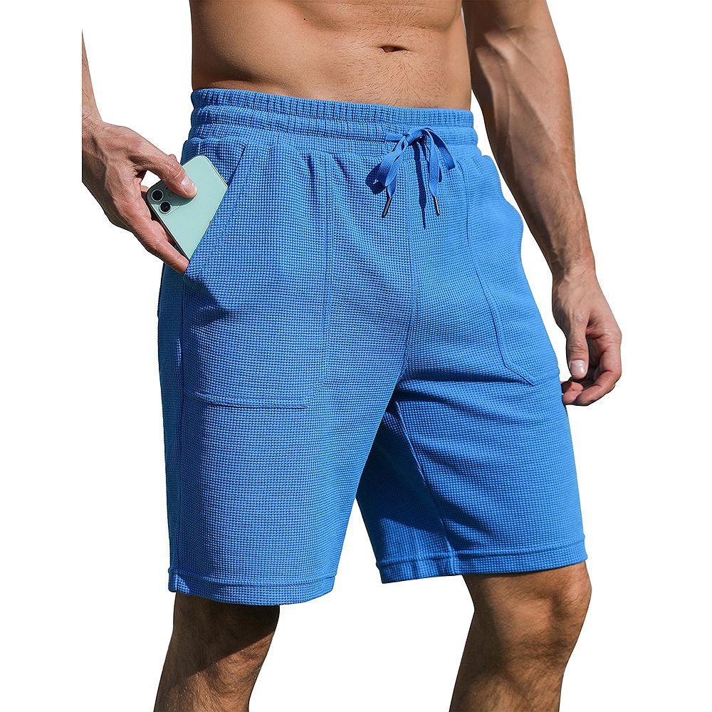 Men's Sweat Shorts With Pocket Casual Summer Waffle Shorts