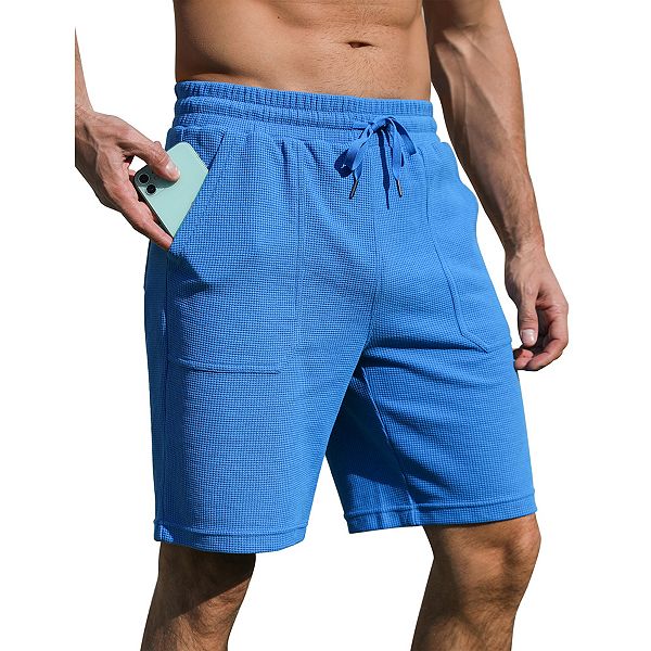 Men's Sweat Shorts With Pocket Casual Summer Waffle Shorts