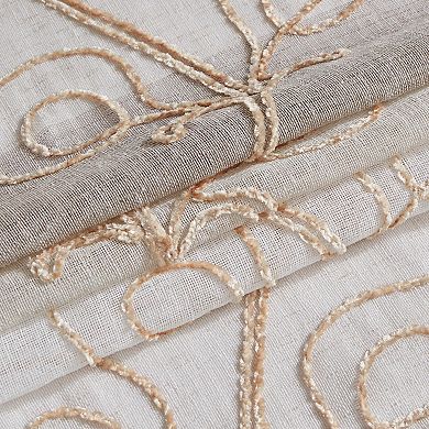 Dainty Home Silvia 2-pack Ombre Striped Linen Textured Grommet Floral Embroidered Window Curtain