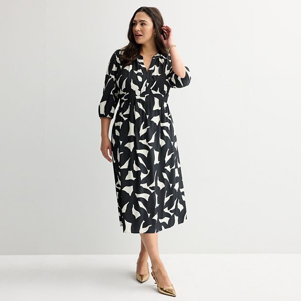 slim fit dress slacks Florida Midi Dress in Mini Navy Polka Dot main image 1