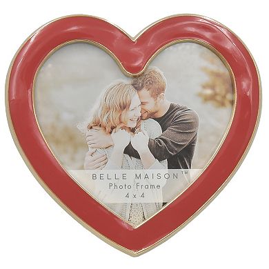 Belle Maison 4" x 4" Red Heart Tabletop Picture Frame