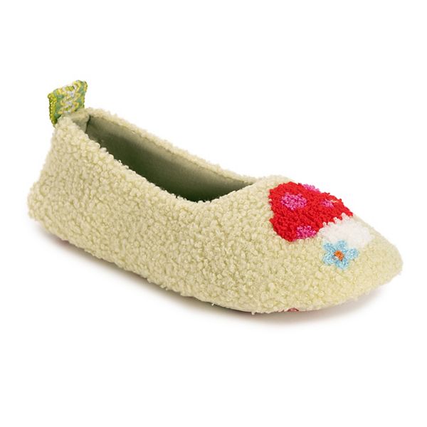 MUK LUKS Women's Ballerina Slippers - Lime Mushroom (SMALL)