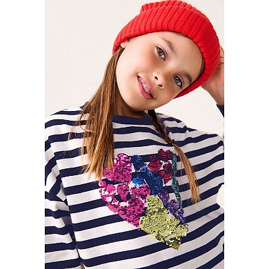 Girls 4-12 NEXT Long Sleeve Stripe Heart Top