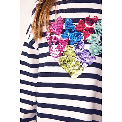 Girls 4-12 NEXT Long Sleeve Stripe Heart Top