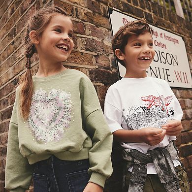Girls 4-12 NEXT Long Sleeve Heart Print Top