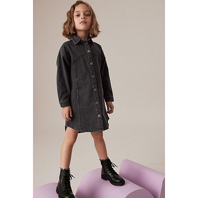 white christmas dresses Denim Button Detail Dress - Blue