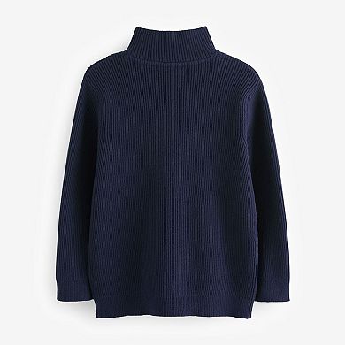 Boys 4-12 NEXT Zip Neck Boxy Knit Navy