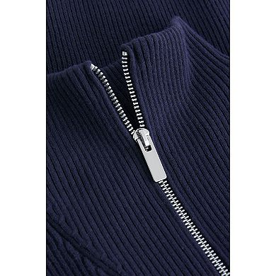 Boys 4-12 NEXT Zip Neck Boxy Knit Navy