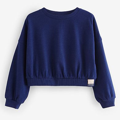 Girls 4-12 NEXT Blue Cropped Varsity Sweat