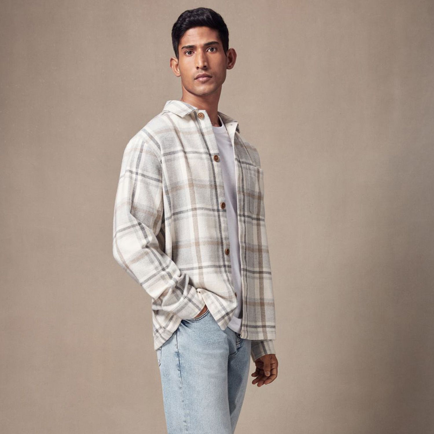 Selected Homme Boiled Wool Overshirt In Khaki-Green Selected Homme Shacket Black