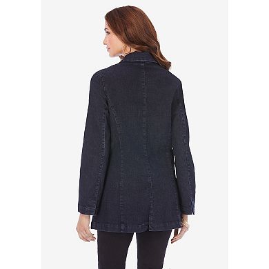 Roaman's Women's Plus Size Plus Size Denim Boyfriend Blazer
