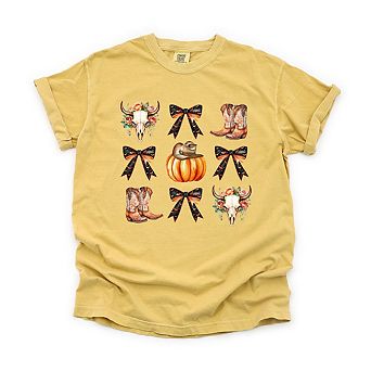 Coquette Western Halloween Chart Garment Dyed Tees