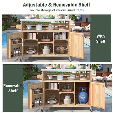 Merax Outdoor Rolling Bar Cart Kitchen Island