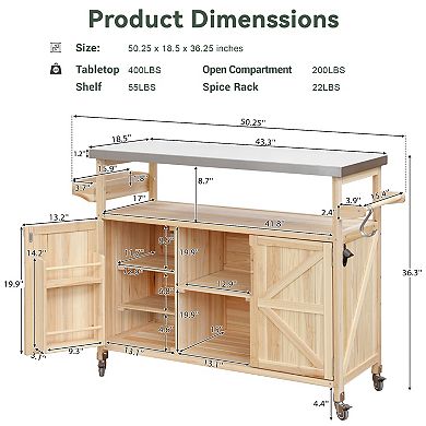 Merax Outdoor Rolling Bar Cart Kitchen Island