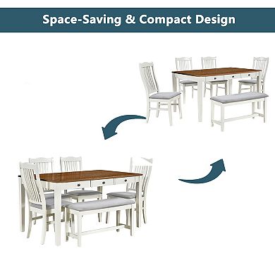 Merax Mid-century 6-piece Wood Dining Table Set