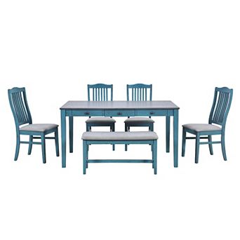 Merax Mid-century 6 pc Wood Dining Table Set