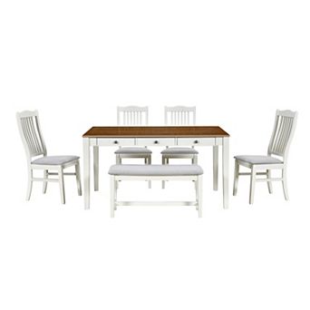Merax Mid-century 6 pc Wood Dining Table Set