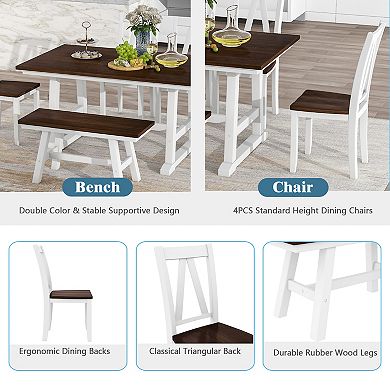 Merax Solid Rubberwood Dining Table Set