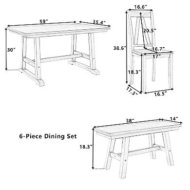 Merax Solid Rubberwood Dining Table Set