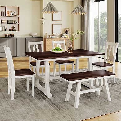 Merax Solid Rubberwood Dining Table Set
