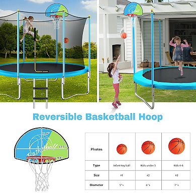 Merax 8ft Trampoline With Basketball Hoop And Ladder