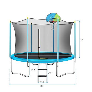 Merax 8ft Trampoline With Basketball Hoop And Ladder