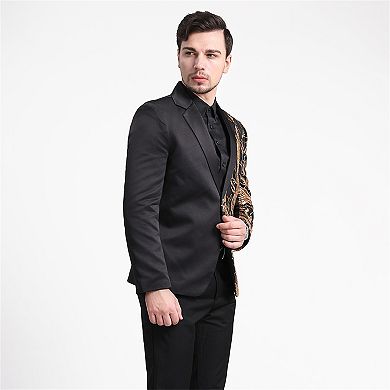 Mens Slim Fit Gold Sequin Suit Jacket Stylish Dinner Tux Dress Blazer
