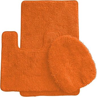 3 pc Bath Rug Set: 1 BR(18" x 30") , 1 CM(18" x 18") And 1 Toilet Seat Cover(APX 18" x 18")