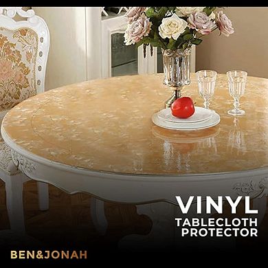Round Vinyl Tablecloth Protector 70-inch Round