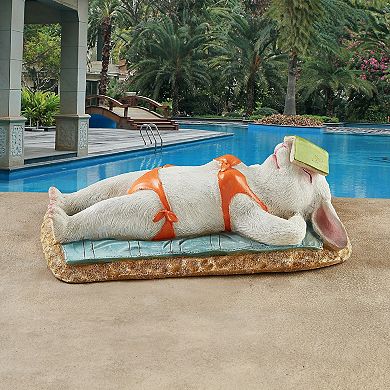Beach Bunny Soaking Up Some Rays Rabbit Garden Statue