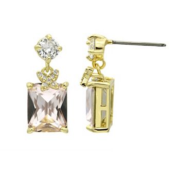 City Luxe Gold Tone Blush Crystal & Cubic Zirconia Drop Earrings