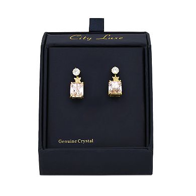City Luxe Gold Tone Blush Crystal & Cubic Zirconia Drop Earrings