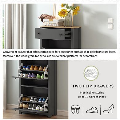 Merax Freestanding Shoe Rack With Adjustable Panel