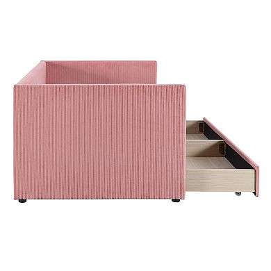 Merax Corduroy Daybed With Two Drawers Sofa Bed