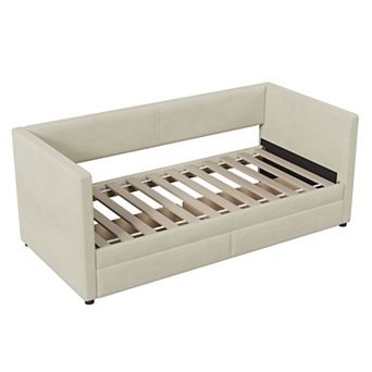 Merax Corduroy Daybed With Two Drawers Sofa Bed