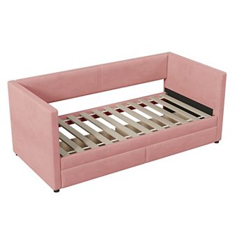 Merax Corduroy Daybed With Two Drawers Sofa Bed