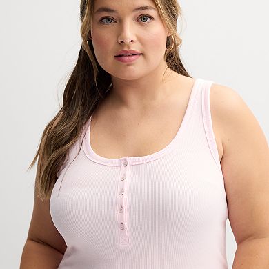 Plus Size Rib Henley Tank Top