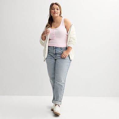 Plus Size Rib Henley Tank Top