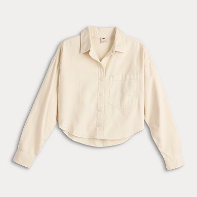 Juniors' SO® Cropped Denim Shirt