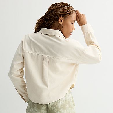 Juniors' SO® Cropped Denim Shirt