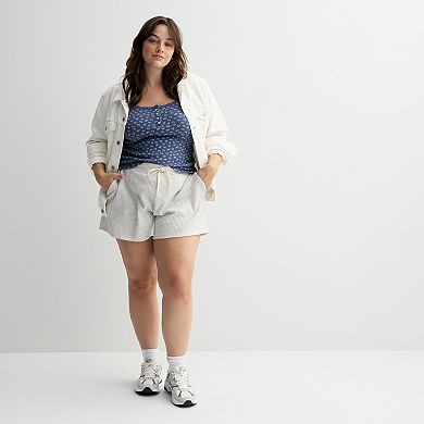Juniors' Plus Size SO Lace Trim Henley Cami