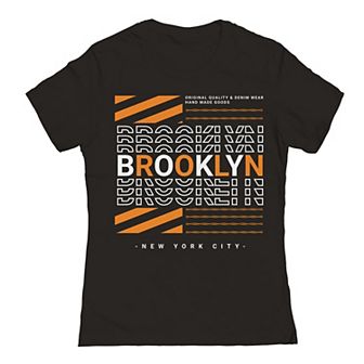 Junior's Brooklyn Repeat Orange Graphic Tee