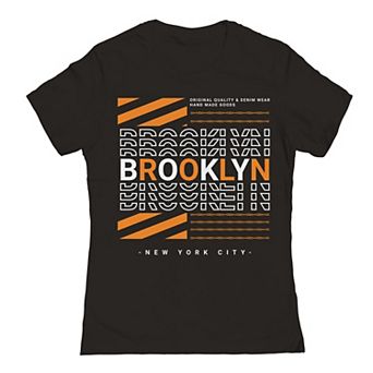 Junior's Brooklyn Repeat Orange Graphic Tee