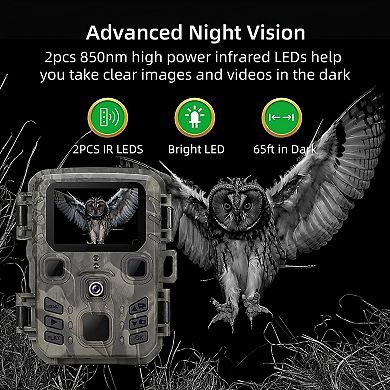 Trail Camera 24mp 1080p Wildlife Scouting Ir Night Vision Waterproof (battery Not Included)