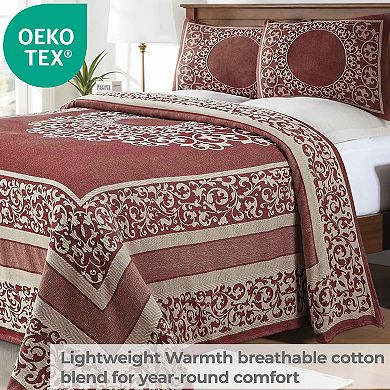 SUPERIOR Boho Mandala Jacquard Bedspread and Sham Set