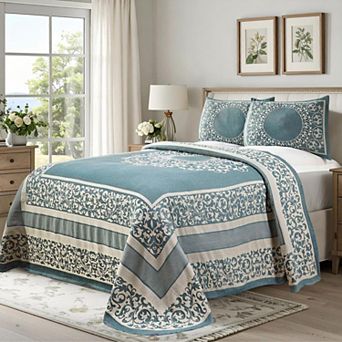 SUPERIOR Boho Mandala Jacquard Bedspread and Sham Set